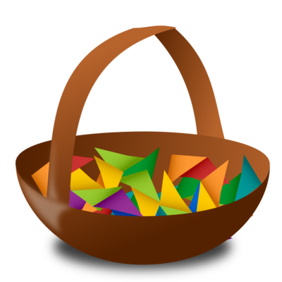 Basket with folded paper in it