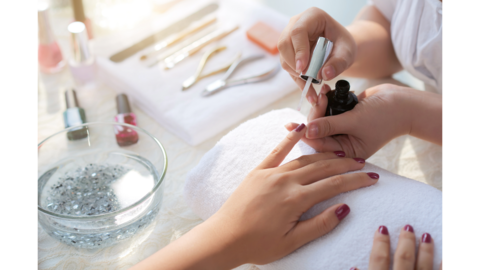 Nails being painted