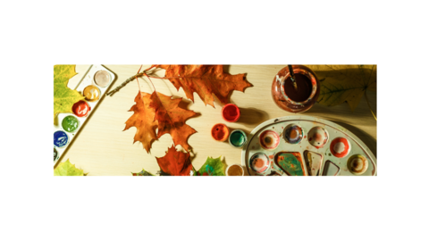 paint pallet and leaves