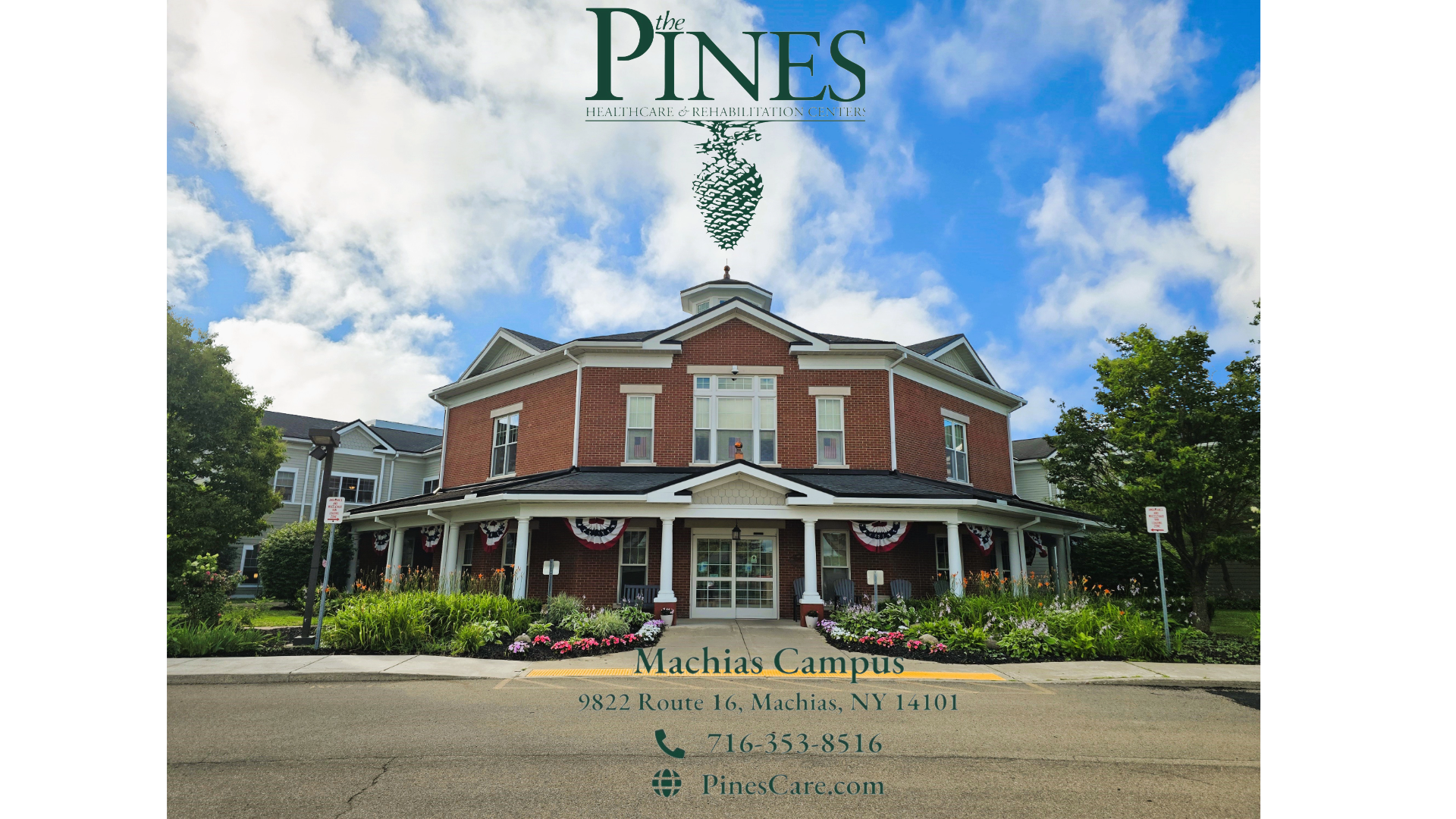 Front of the Machias Pines building