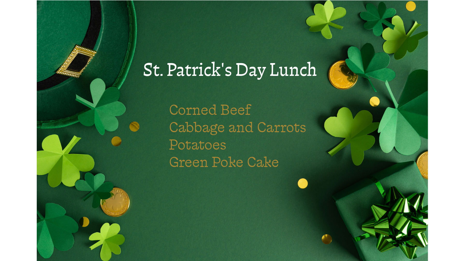 St. Patrick's Day lunch menu
