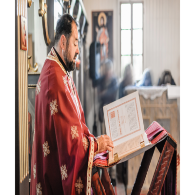 Priest at a church service
