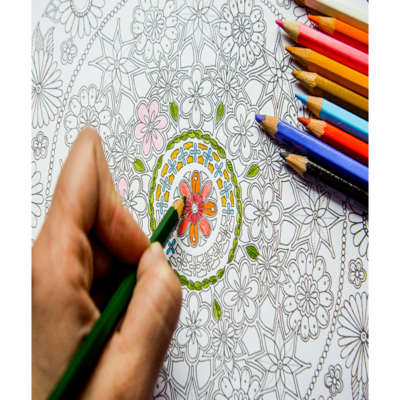Picture being colored with colored pencils