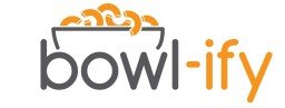 Bowl with noodles over a bowl-ify logo