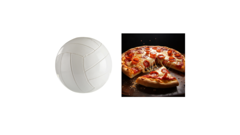 volleyball and a pizza