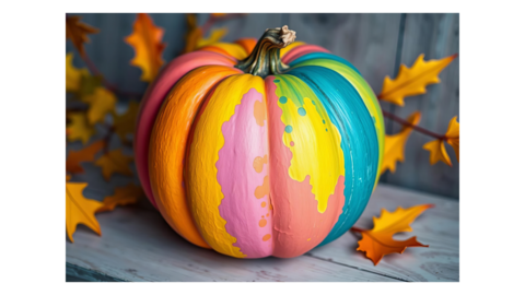 pumpkin with paint on it