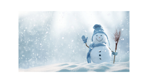 Snowman in a snowy scene