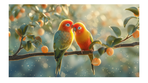 Lovebirds on a branch