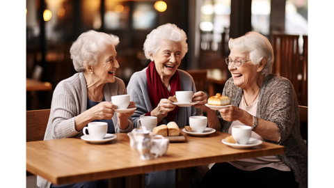 ladies drinking out of cups and smiling