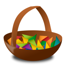 Basket with folded paper in it