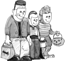 Halloween monsters dressed as people