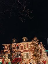 Well lit house with Christmas lights
