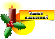 Candle with a Merry Christmas banner 