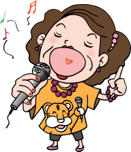 Women holding a microphone singing
