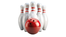 bowling pins and a bowling ball