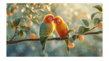 Lovebirds on a branch