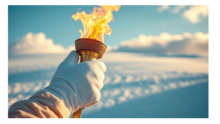 Hand carrying a torch in the winter time