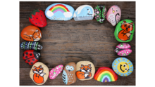 rocks painted with different pictures