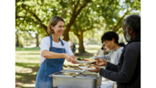 Person serving another person food